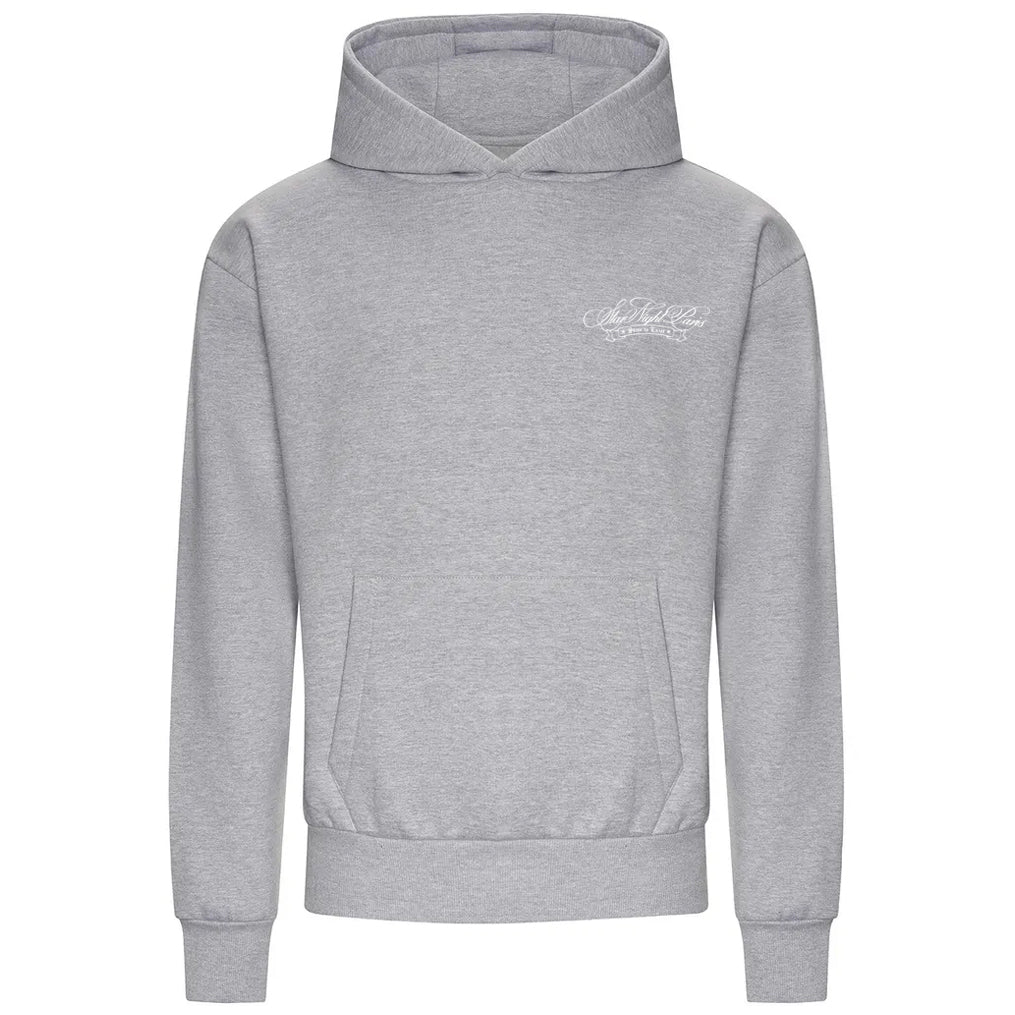 Hoodie Gris Calligraphy - White Print