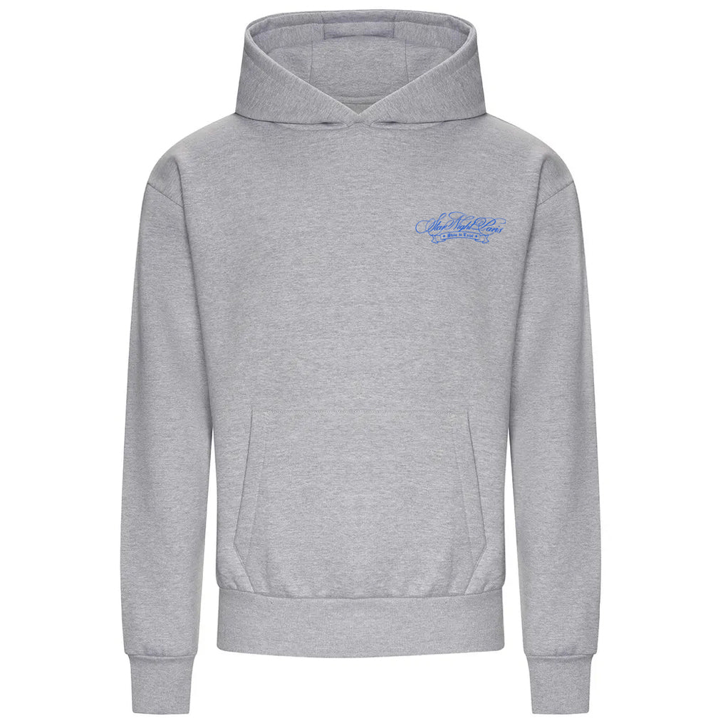 Hoodie Gris Calligraphy - Blue Print
